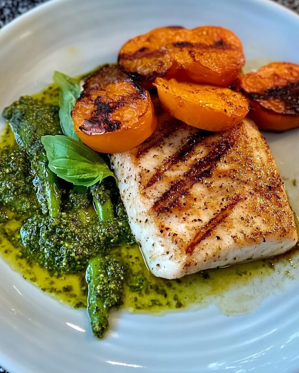 Grilled Fish Fillet with Pesto Sauce