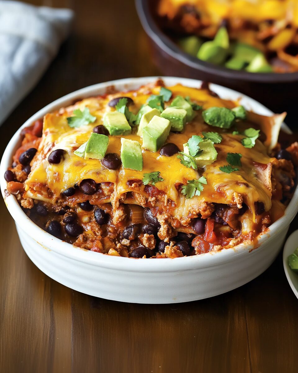Black Bean and Beef Enchilada Casserole