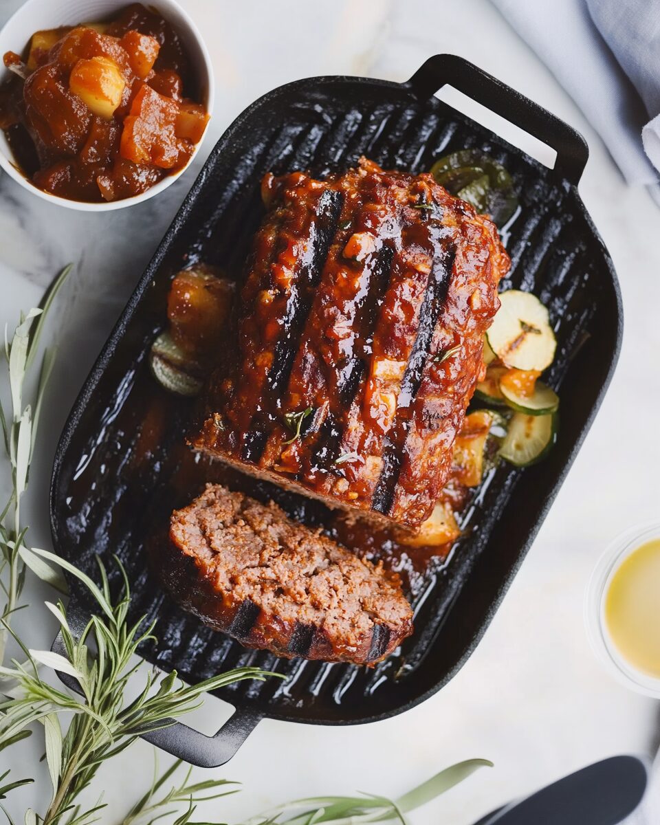 Grilled BBQ Meatloaf with Caramelized Onions