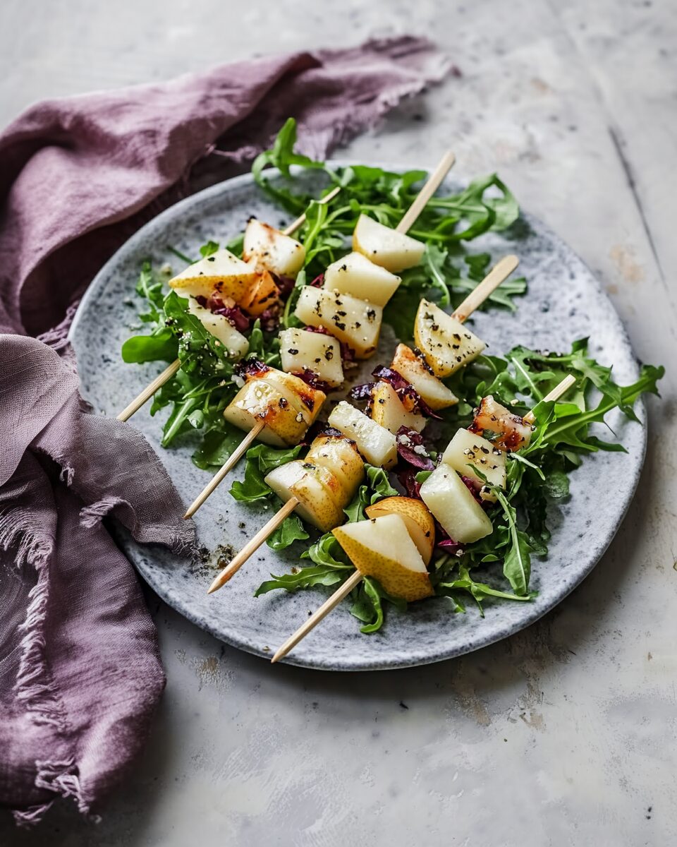 Pear and Brie Salad Skewers
