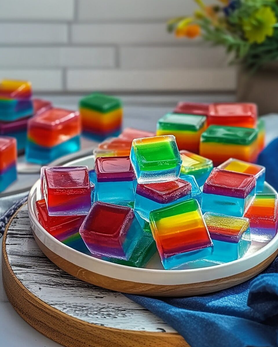 Rainbow Gelatin Cubes