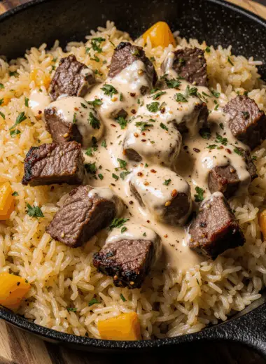 Cheesy Steak and Rice