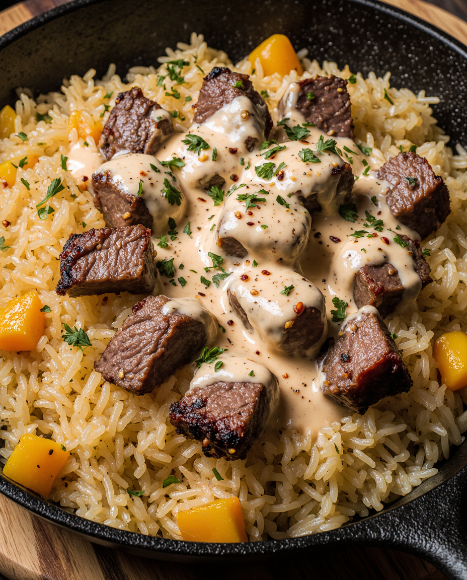 Cheesy Steak and Rice