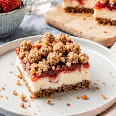 Strawberry Pretzel Cheesecake Bars