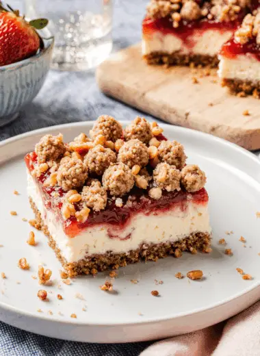 Strawberry Pretzel Cheesecake Bars