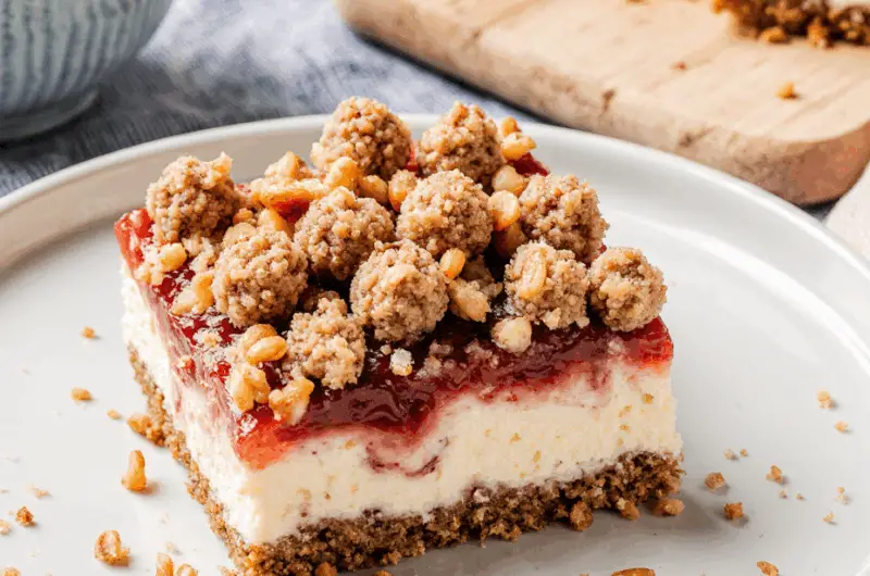 Strawberry Pretzel Cheesecake Bars