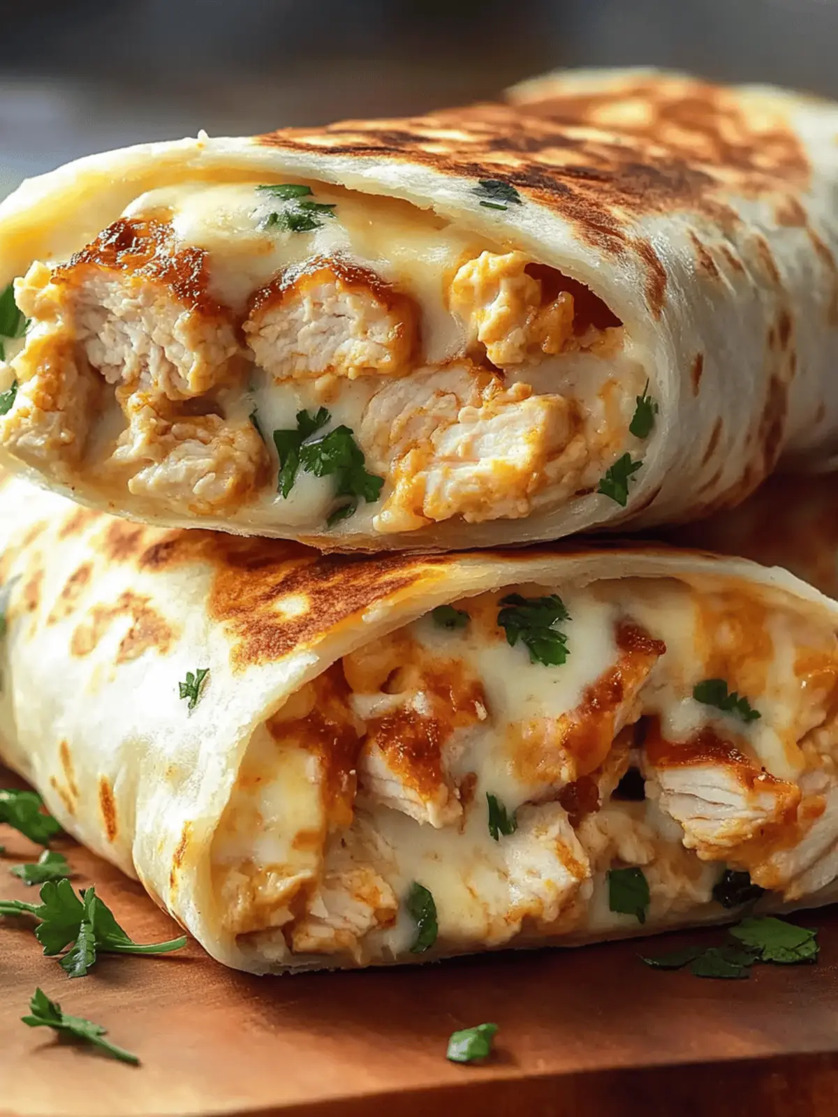 Ooey-Gooey Cheesy Garlic Chicken Wraps