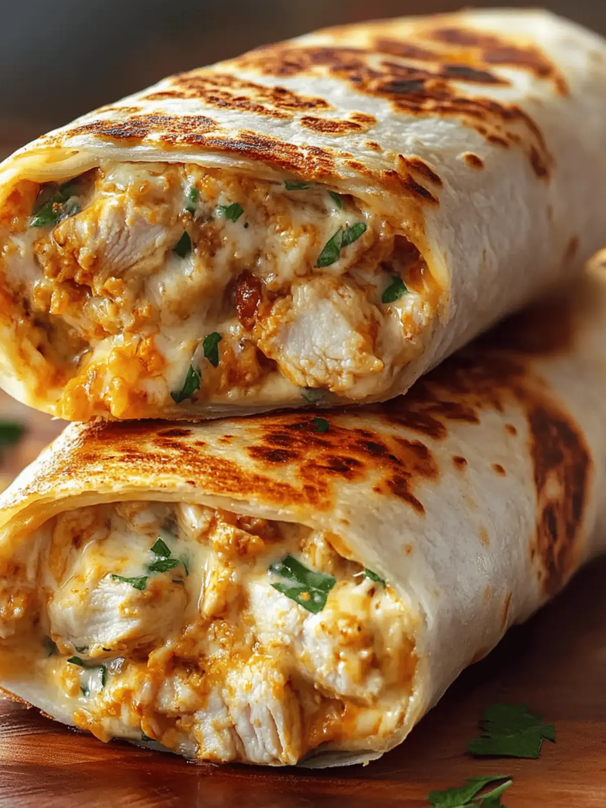 Ooey-Gooey Cheesy Garlic Chicken Wraps