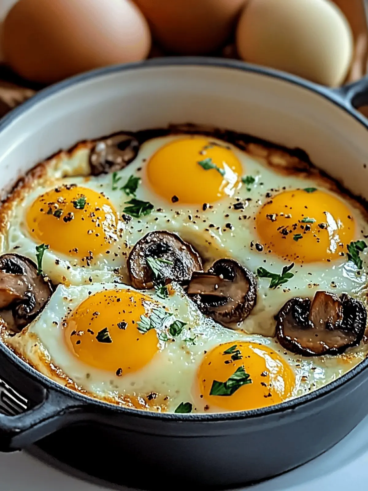 Baked Eggs with Sautéed Mushrooms