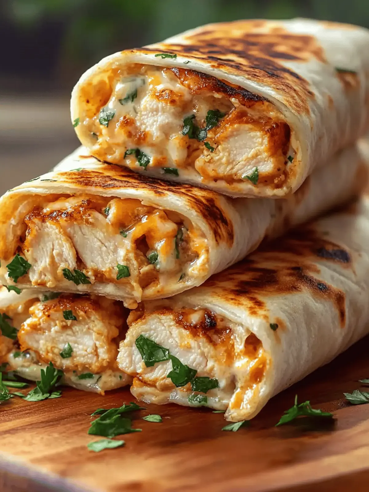 Ooey-Gooey Cheesy Garlic Chicken Wraps