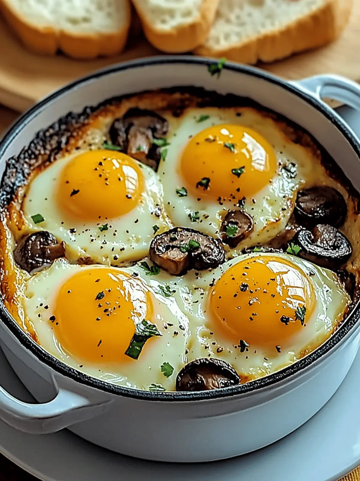 Baked Eggs with Sautéed Mushrooms