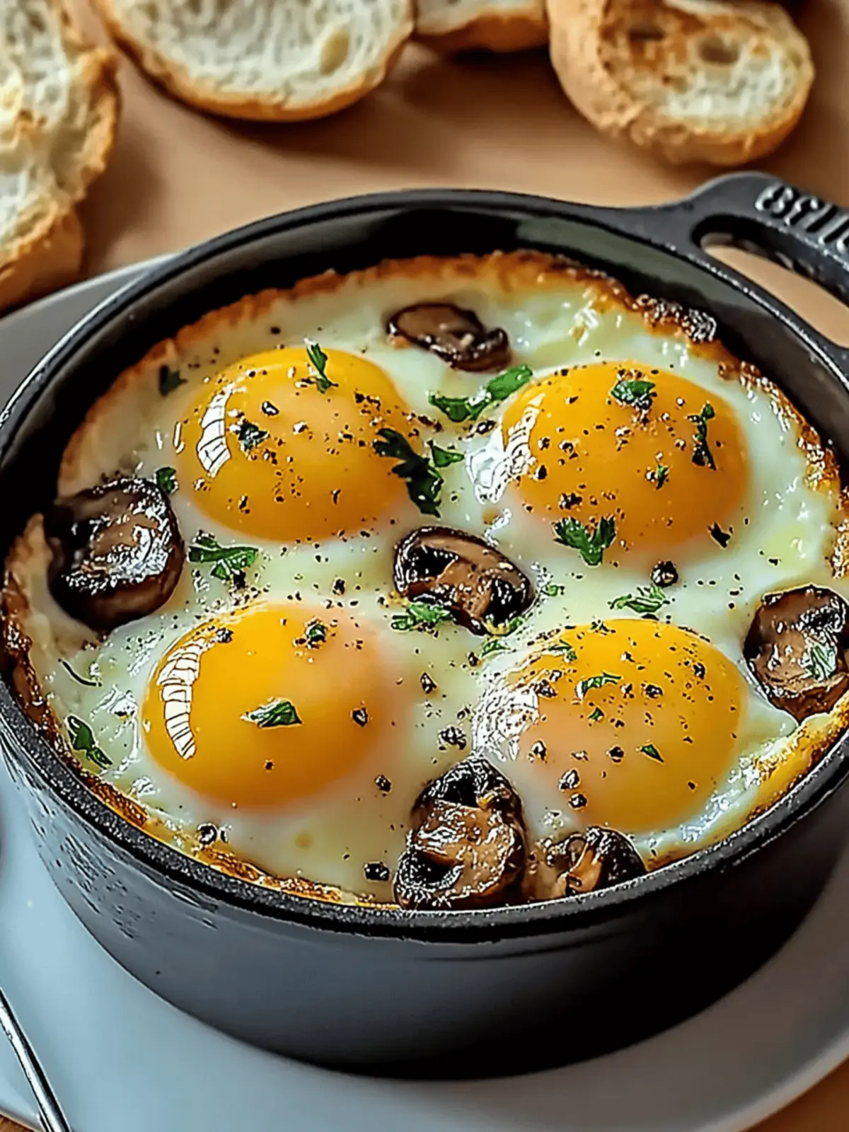Baked Eggs with Sautéed Mushrooms