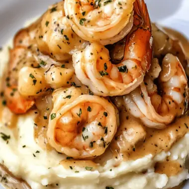 Garlic Shrimp Over Mashed Potatoes