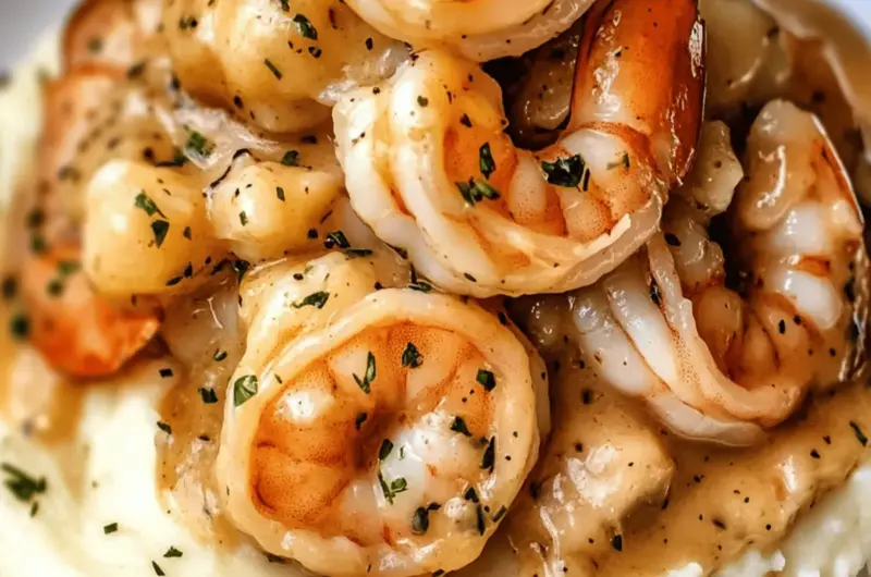 Garlic Shrimp Over Mashed Potatoes