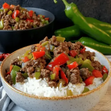 Beef and Pepper Rice Bowls
