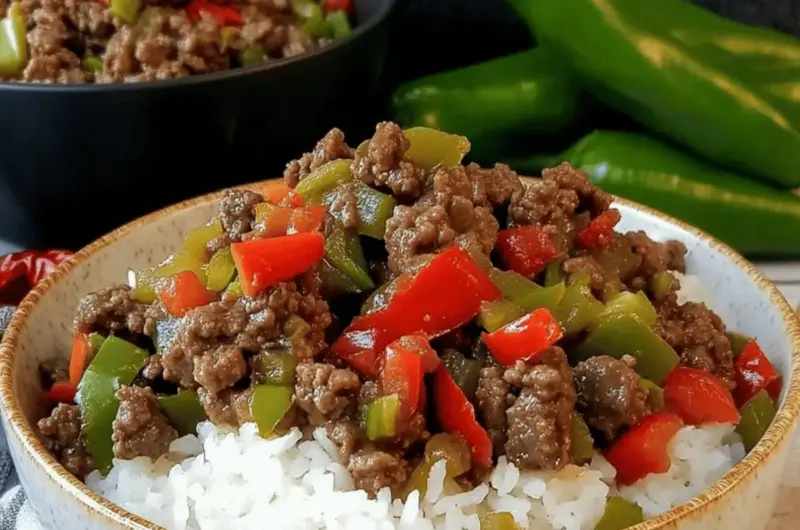 Beef and Pepper Rice Bowls