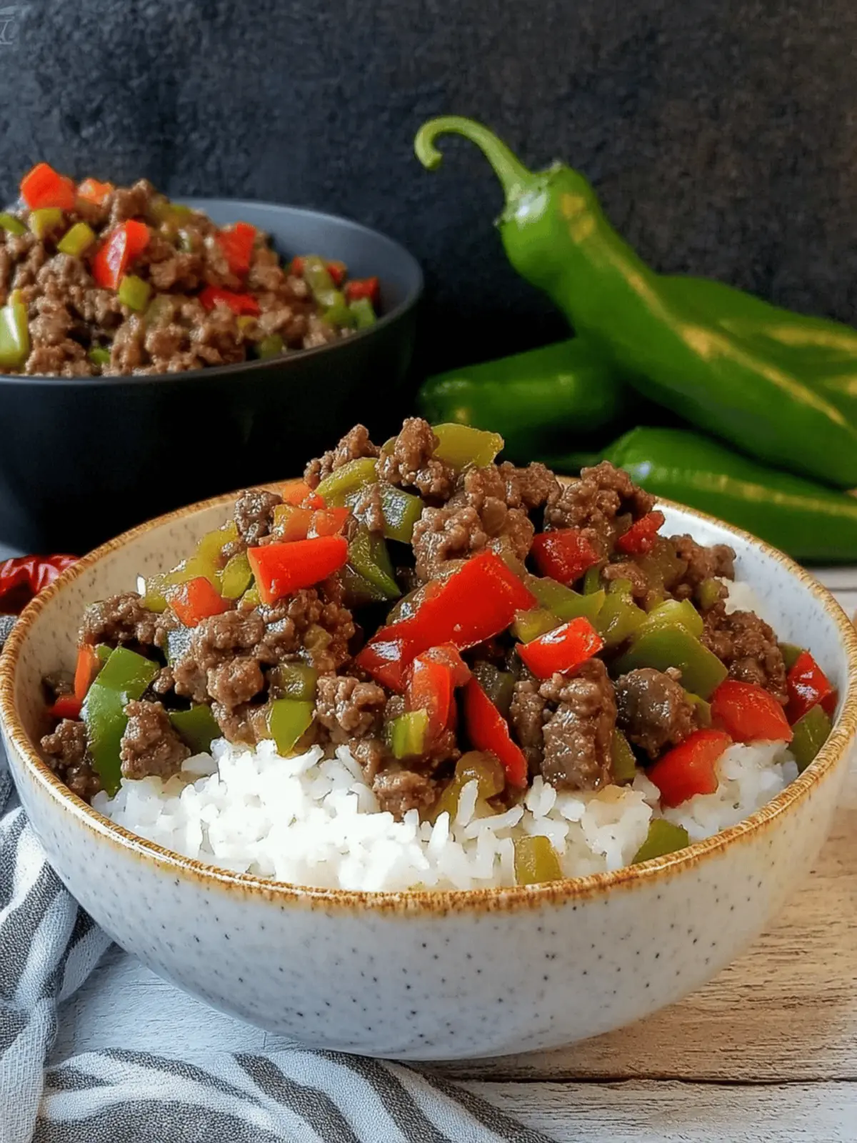 Beef and Pepper Rice Bowls