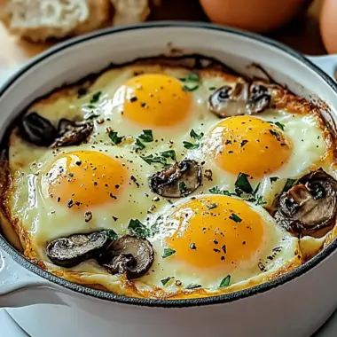 Baked Eggs with Sautéed Mushrooms