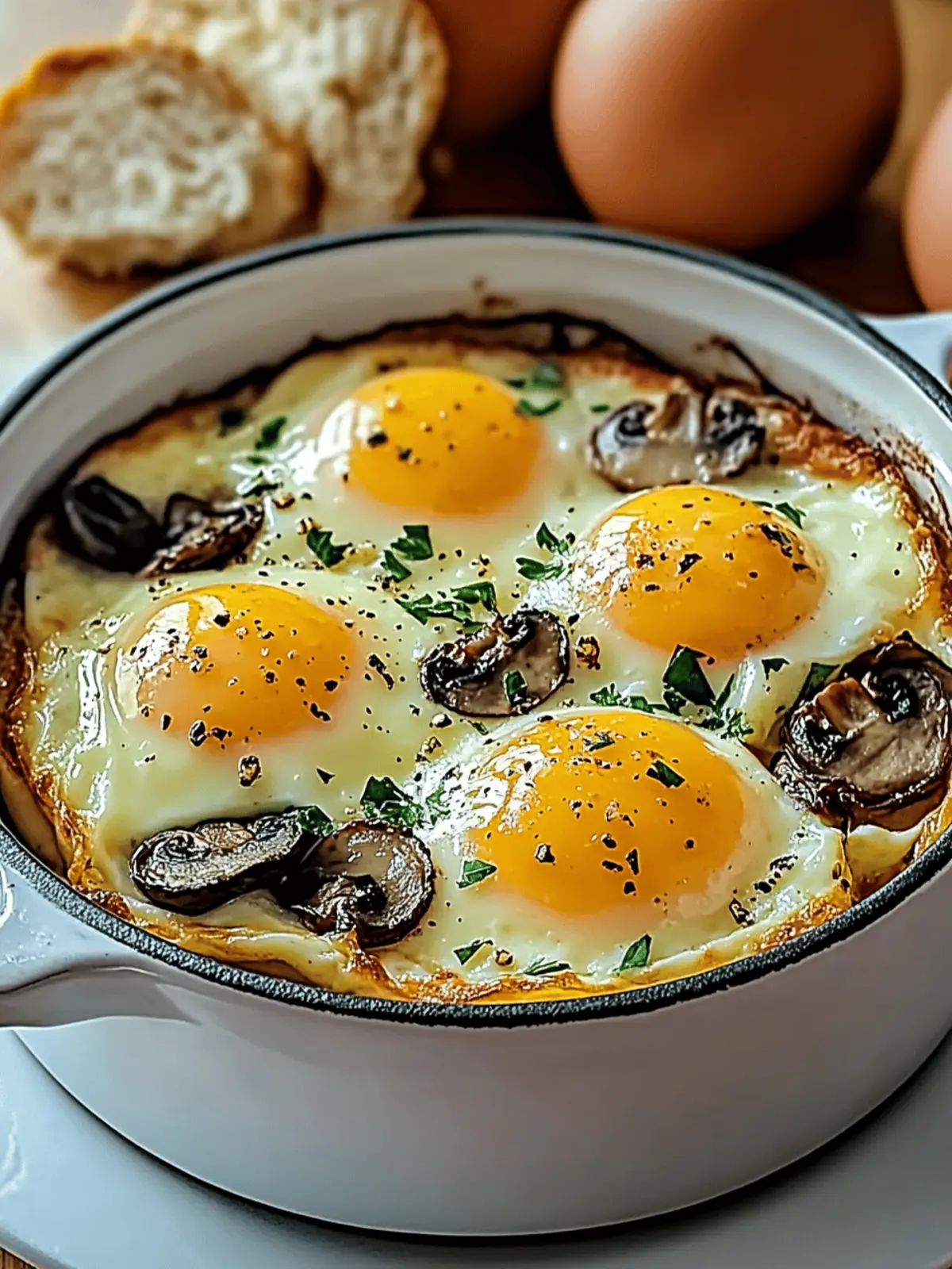 Baked Eggs with Sautéed Mushrooms