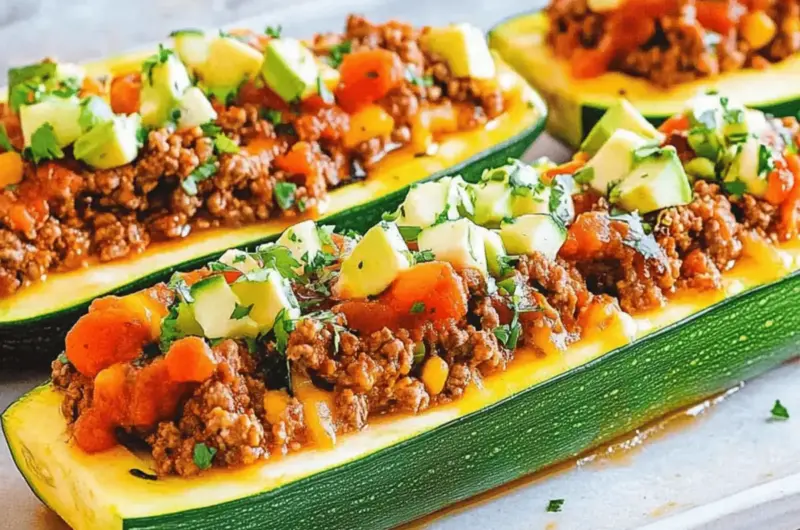 Taco Stuffed Zucchini Boats