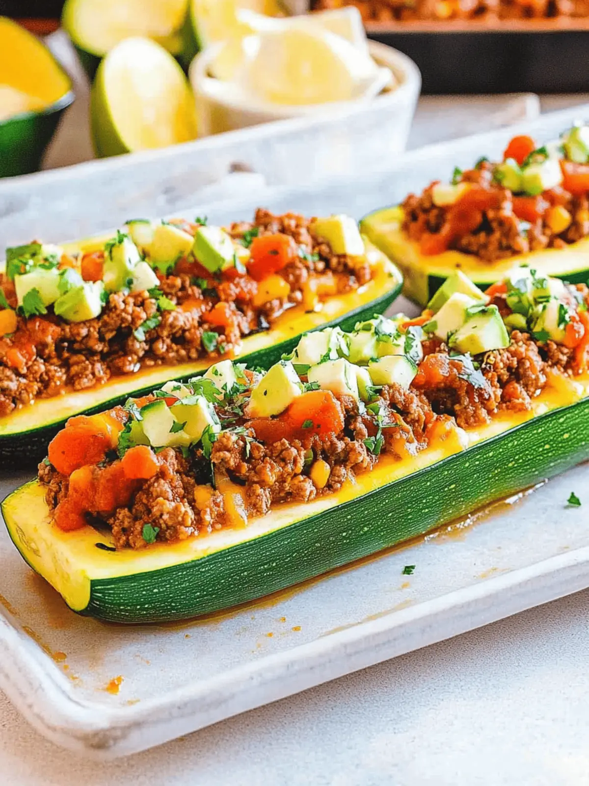Taco Stuffed Zucchini Boats
