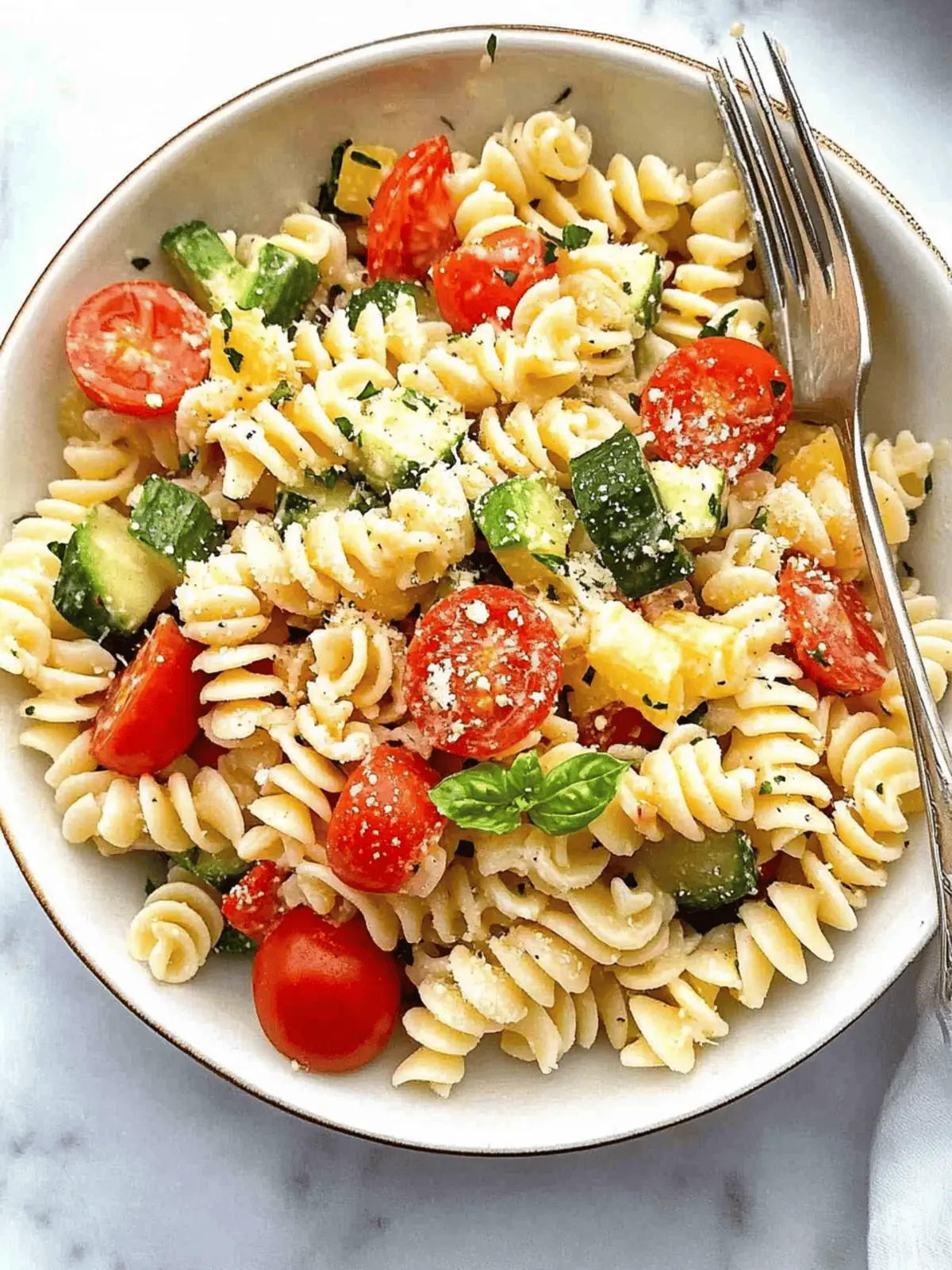 Deliciously Zesty Pasta Salad with Feta and Fresh Veggies