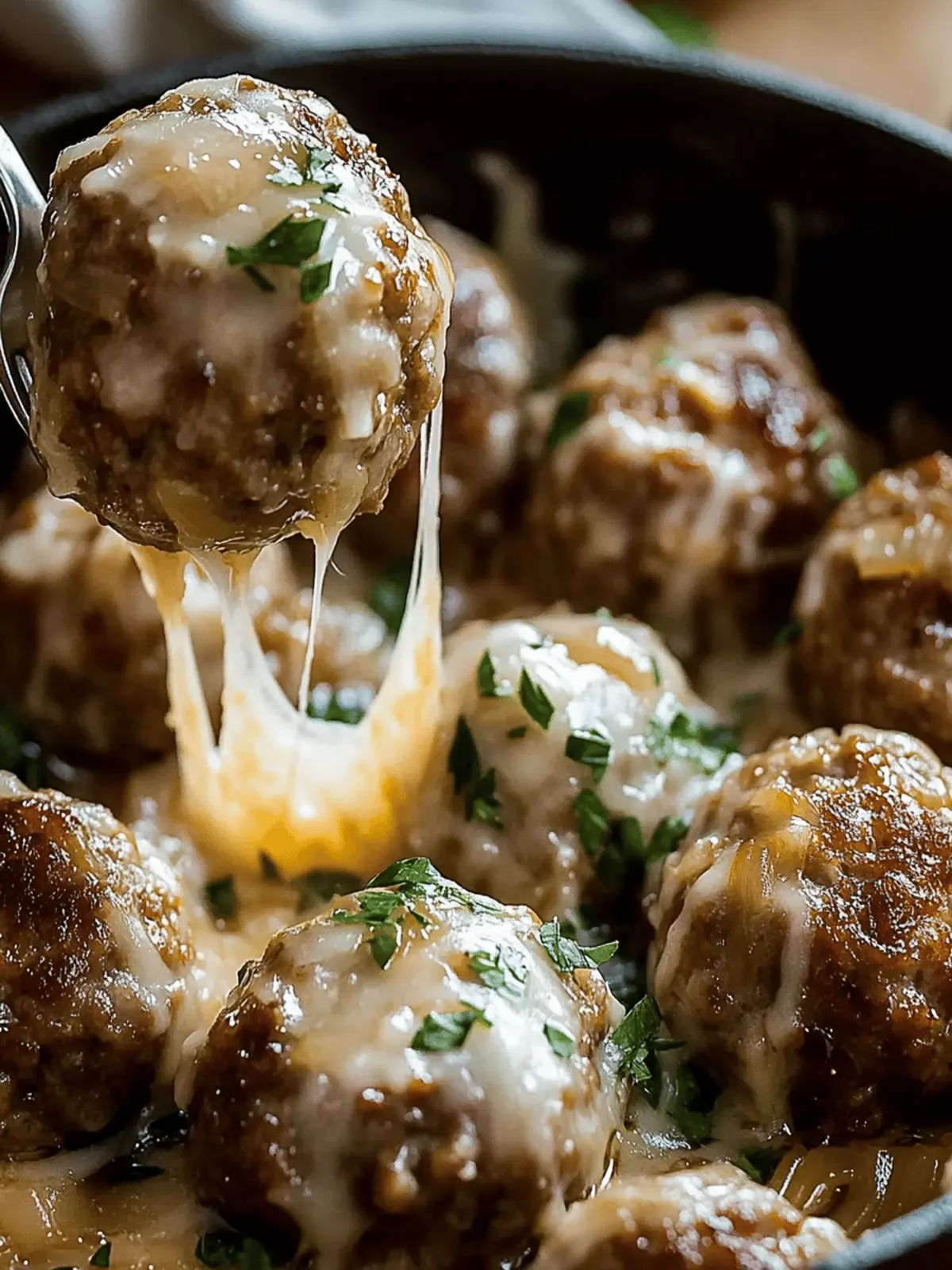 Savor the Magic of French Onion Meatballs Tonight
