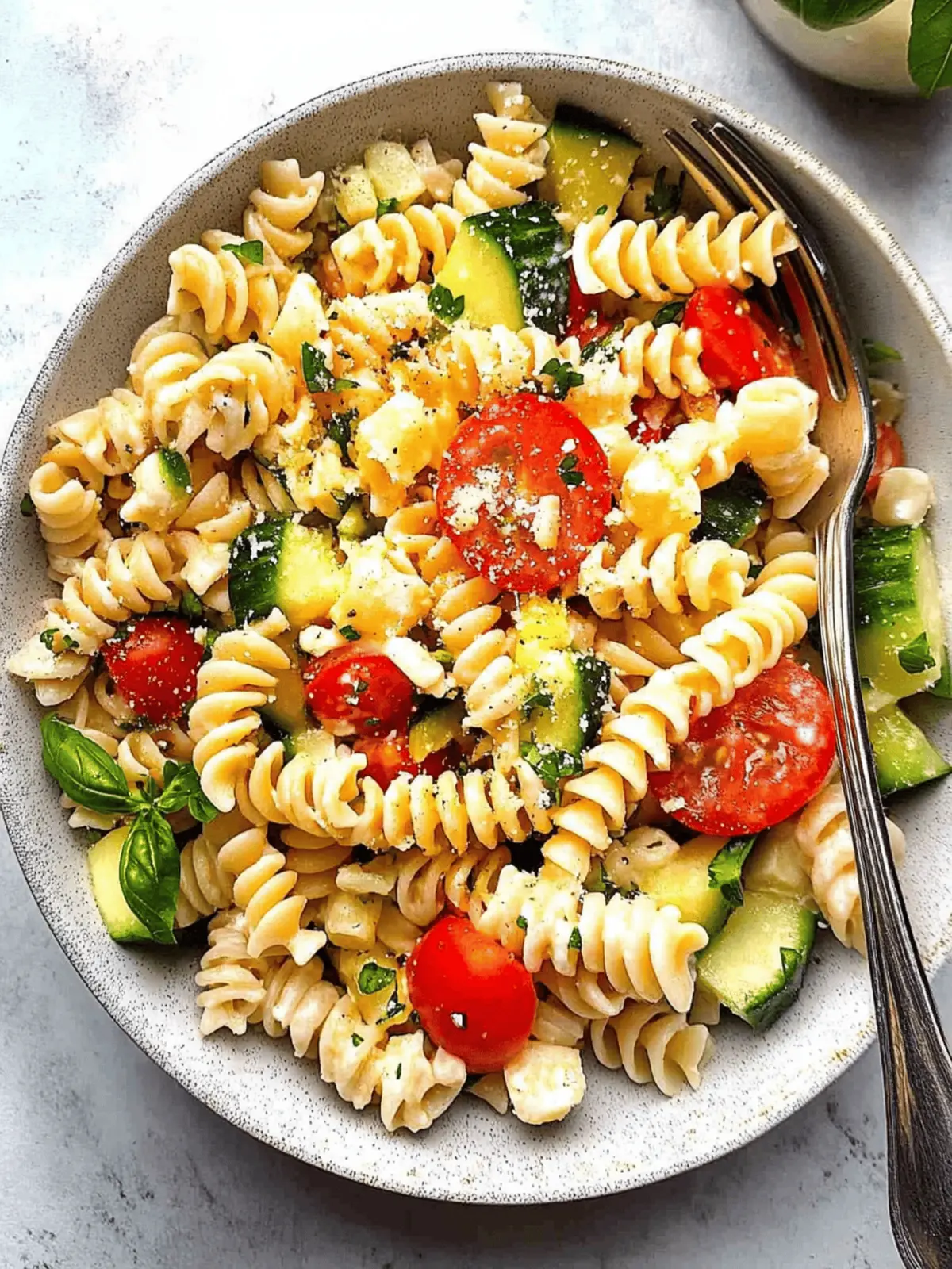 Deliciously Zesty Pasta Salad with Feta and Fresh Veggies
