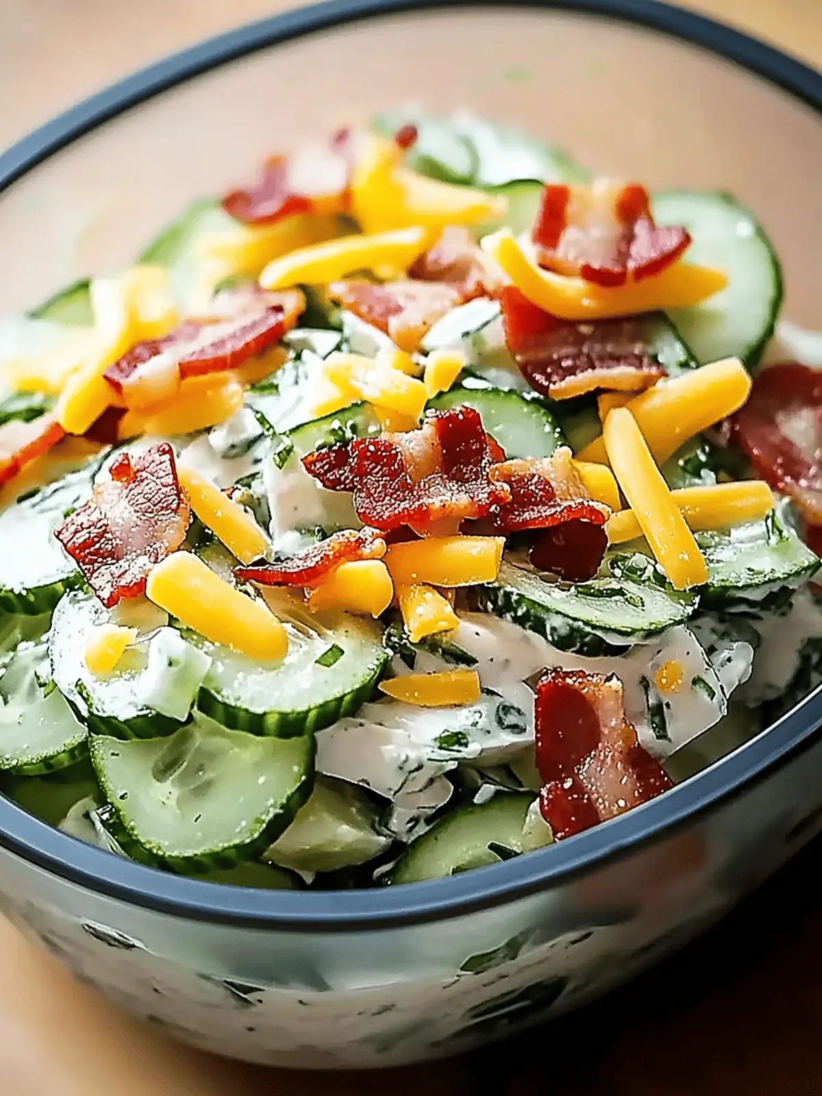 Cucumber Salad with Bacon and Cheese
