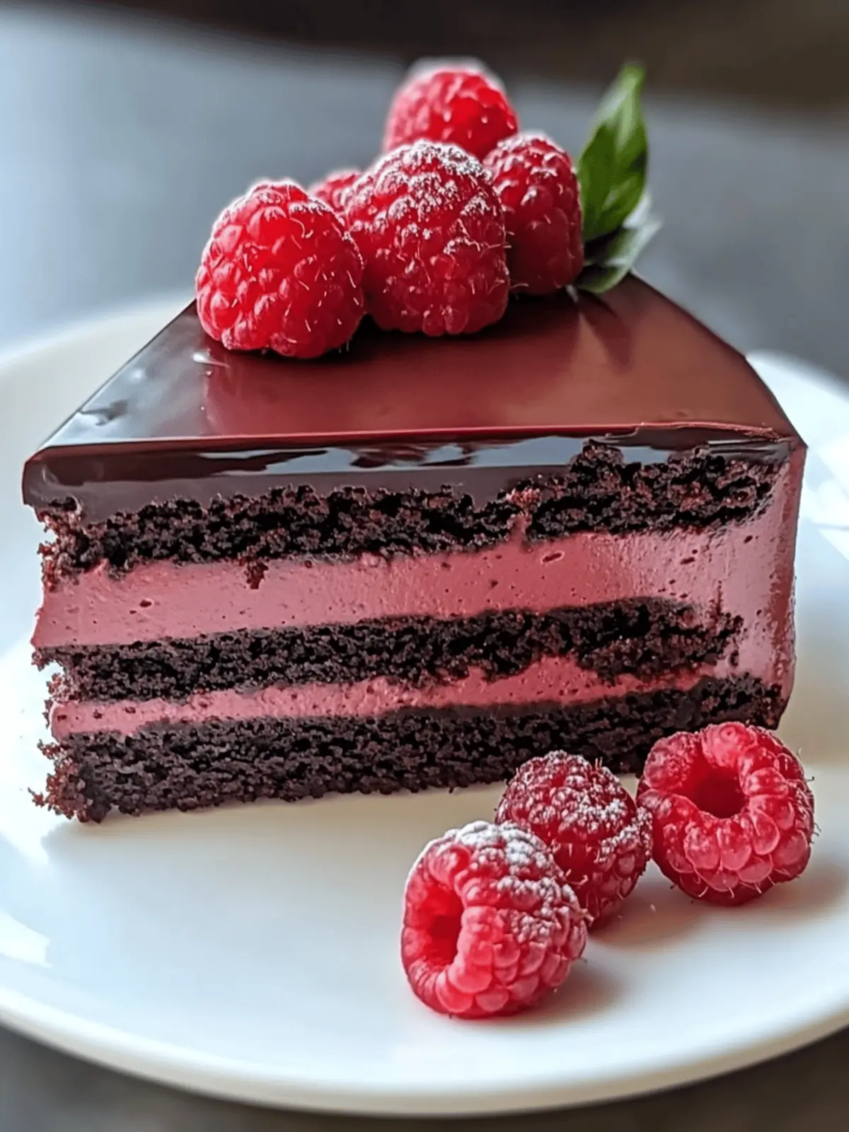 Dark Chocolate Raspberry Mousse Cake