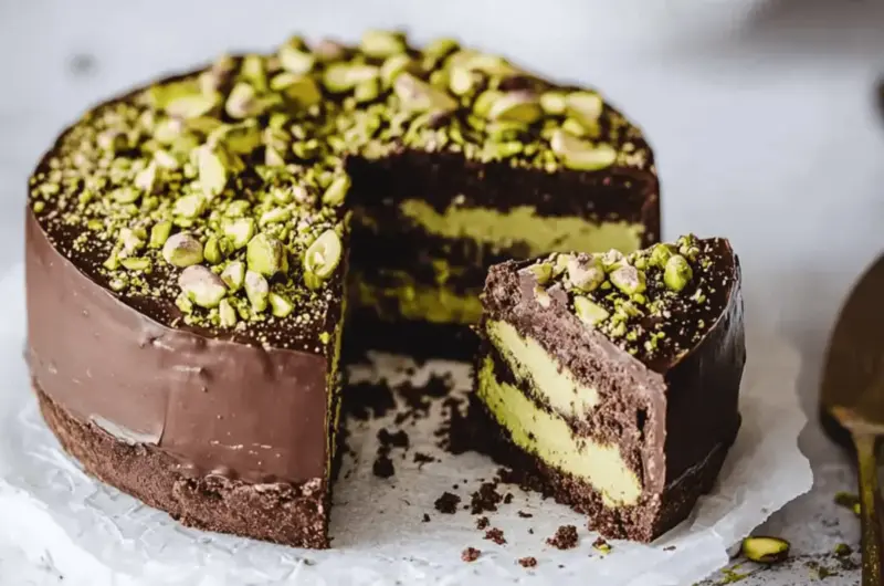 No-Bake Chocolate Pistachio Cake