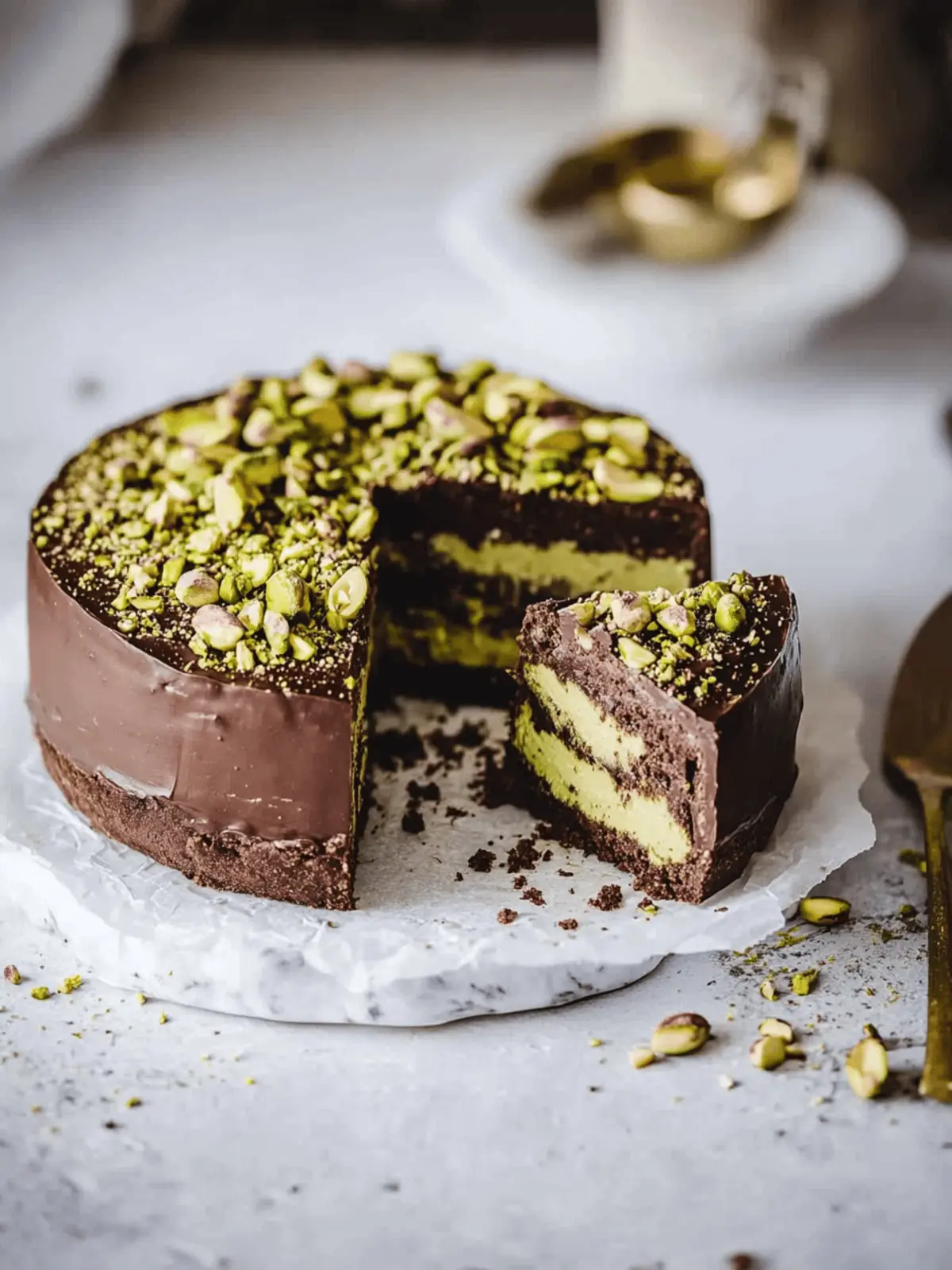 No-Bake Chocolate Pistachio Cake