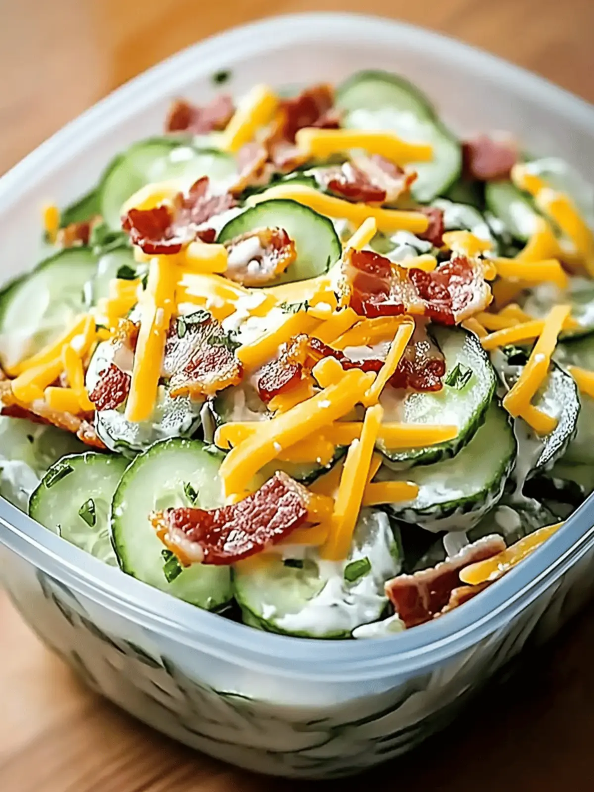 Cucumber Salad with Bacon and Cheese