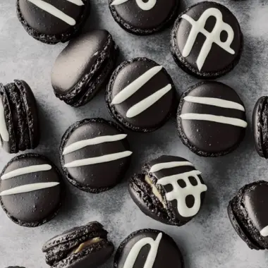 Black Cocoa Mummy Macarons