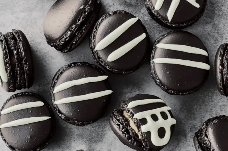 Black Cocoa Mummy Macarons
