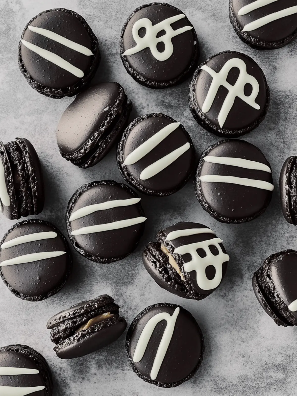 Black Cocoa Mummy Macarons