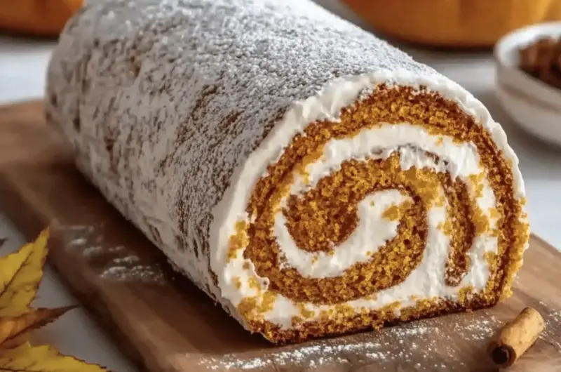 Fall Pumpkin Spice Roll Cake