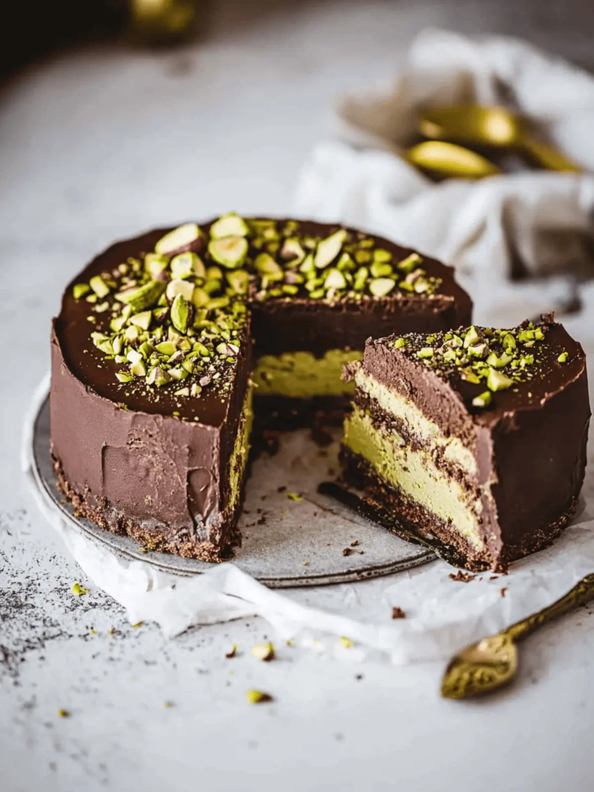 No-Bake Chocolate Pistachio Cake
