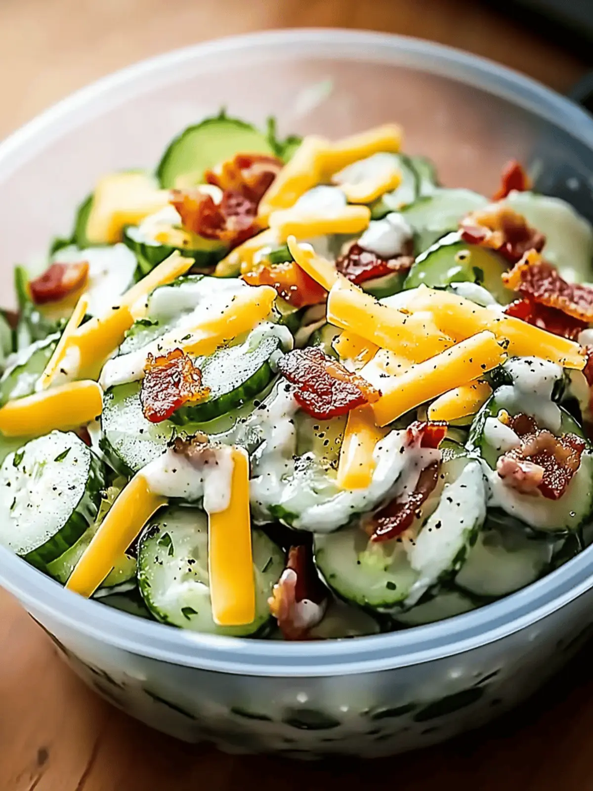 Cucumber Salad with Bacon and Cheese
