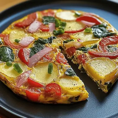 Frittata with Potatoes, Red Peppers, and Spinach