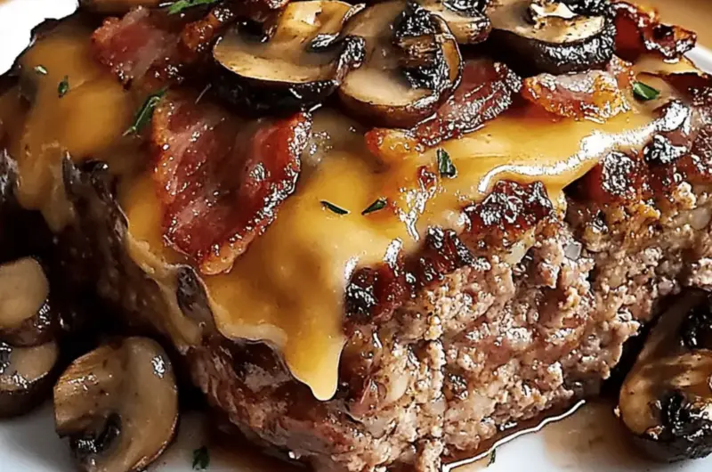 Swiss Bacon Mushroom Meatloaf