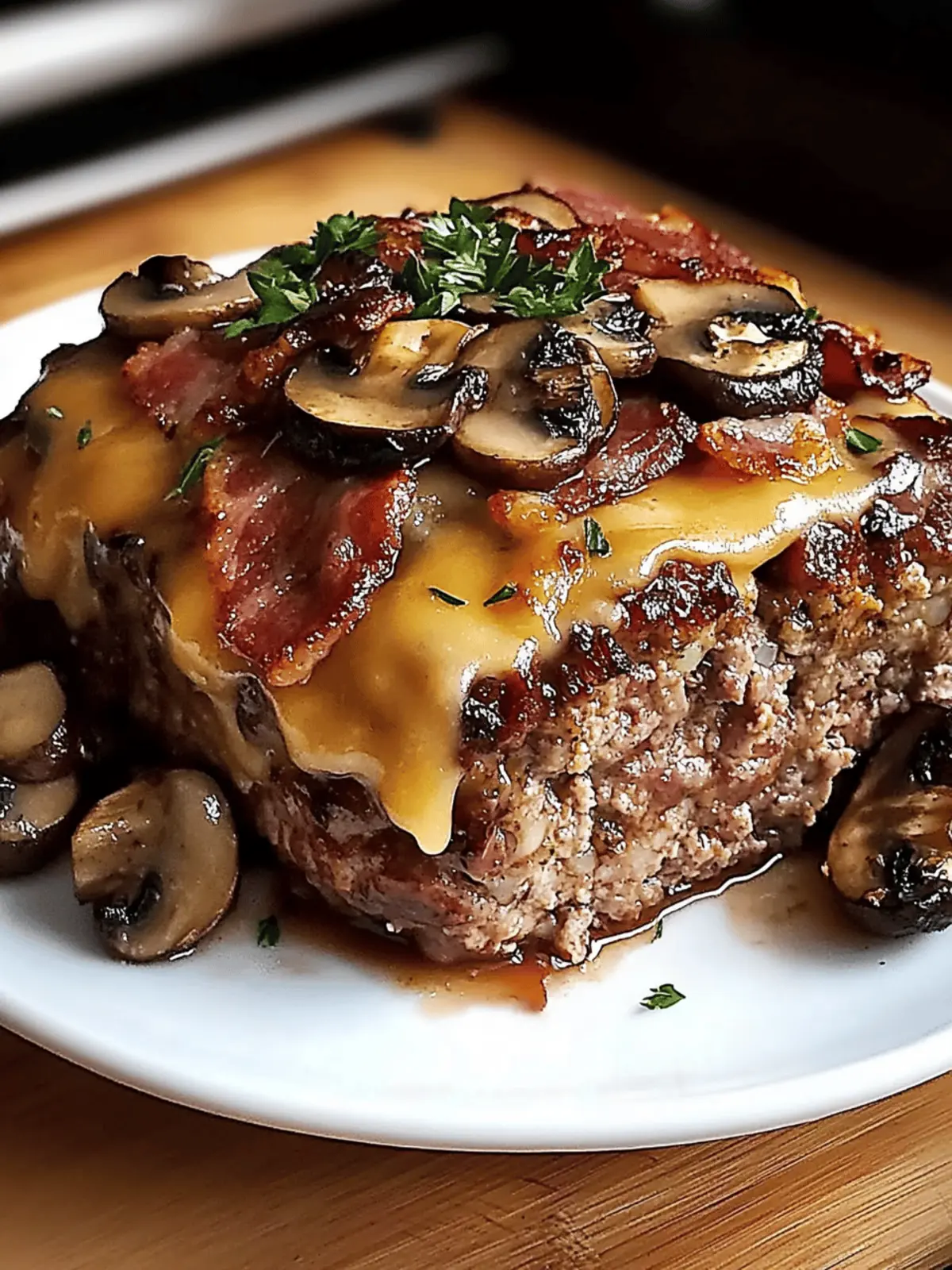 Swiss Bacon Mushroom Meatloaf