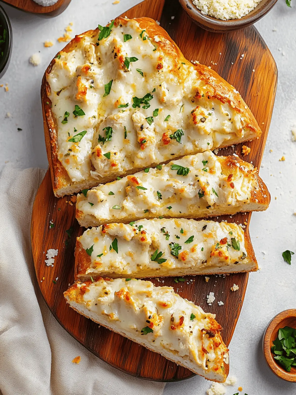 Chicken Alfredo Garlic Bread