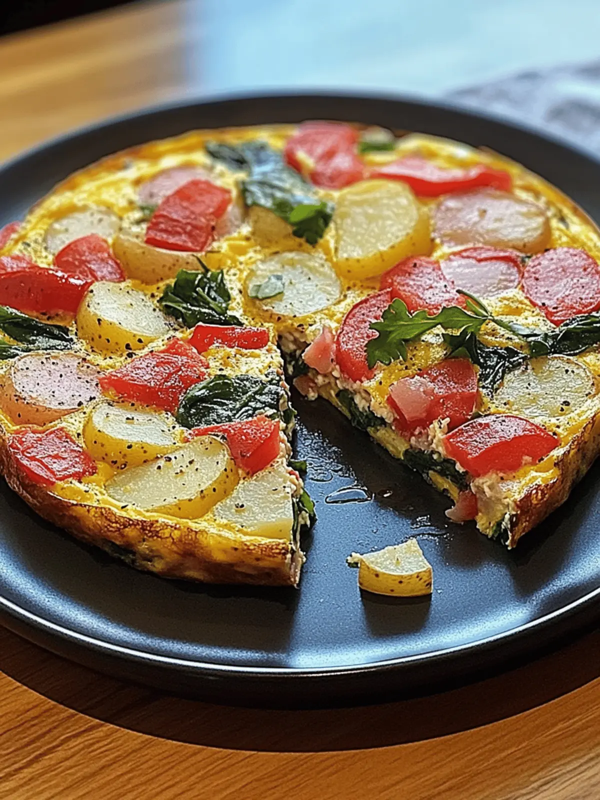 Frittata with Potatoes, Red Peppers, and Spinach