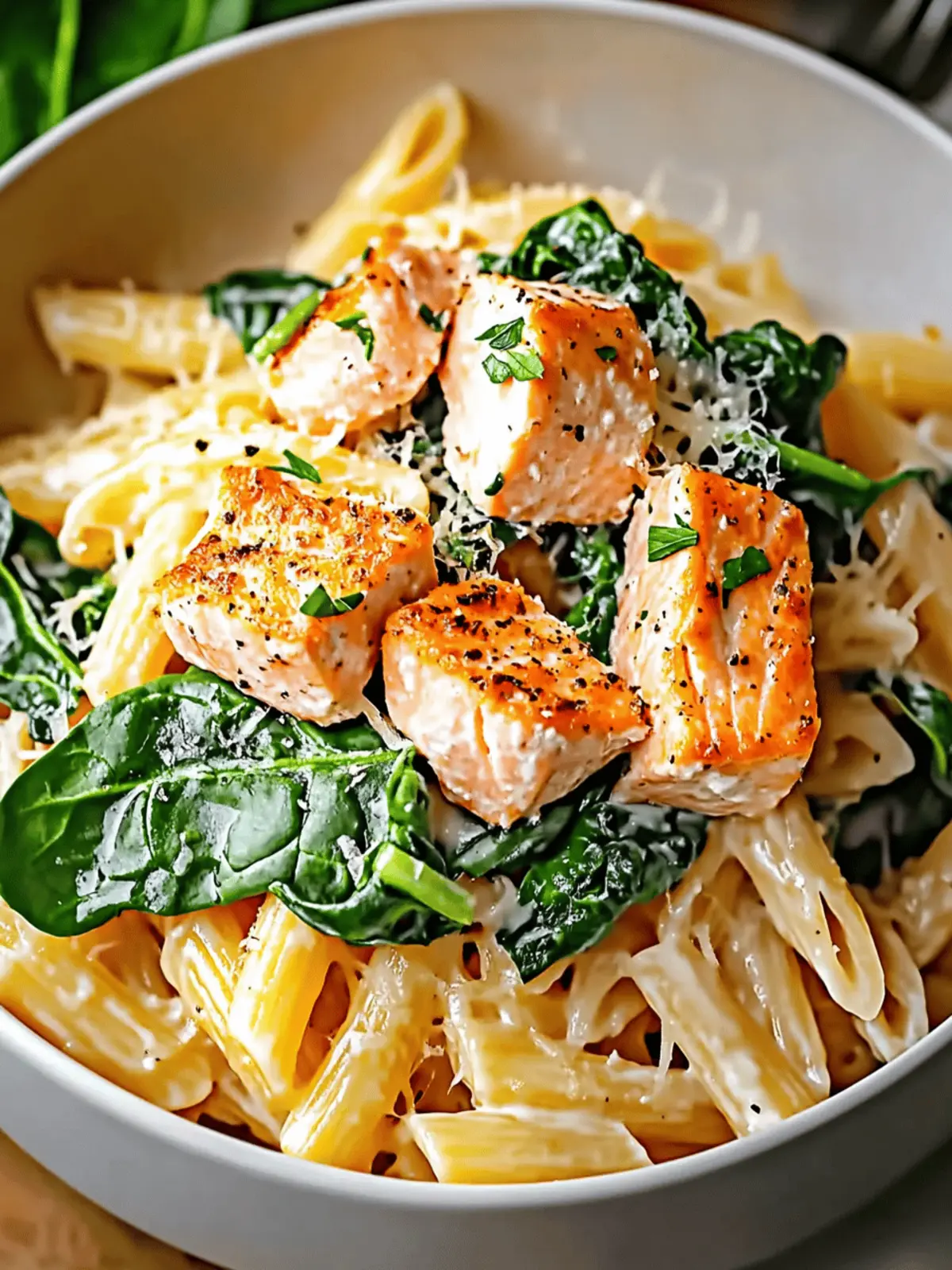 Salmon Spinach Pasta