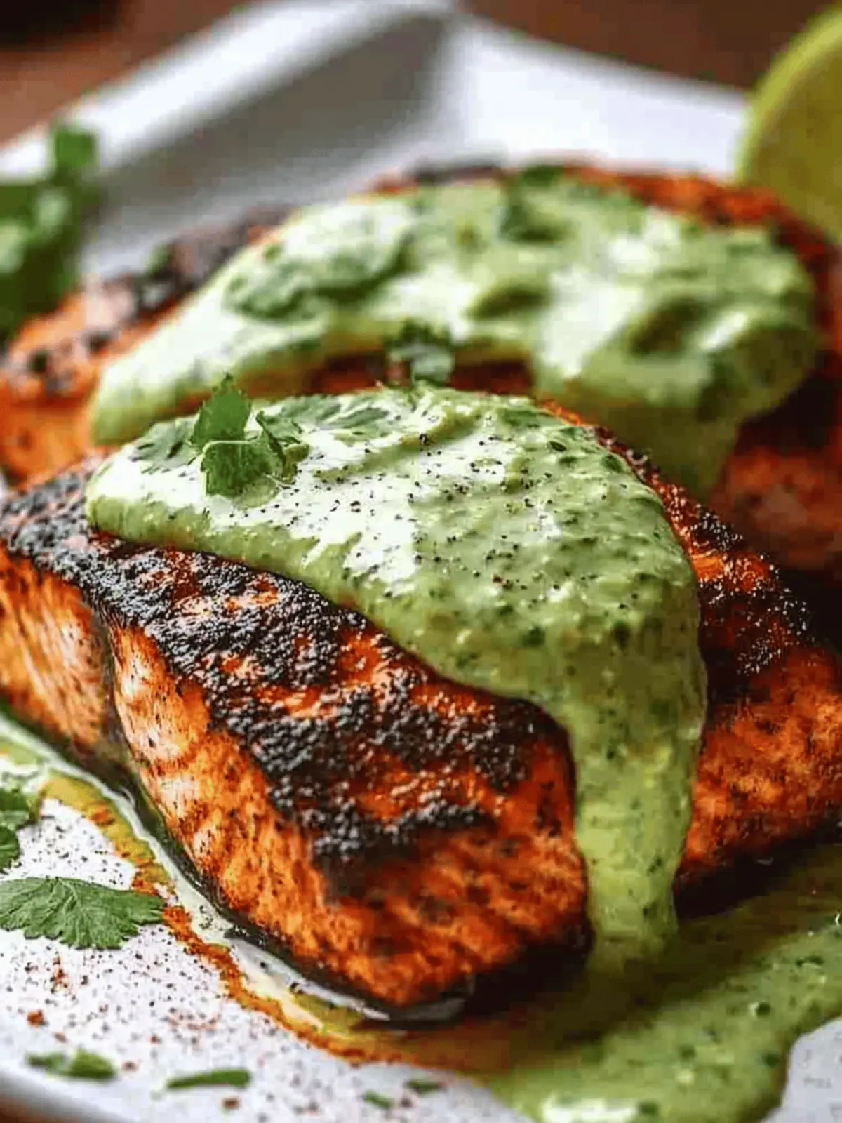 Cajun Salmon With Avocado Lime Sauce