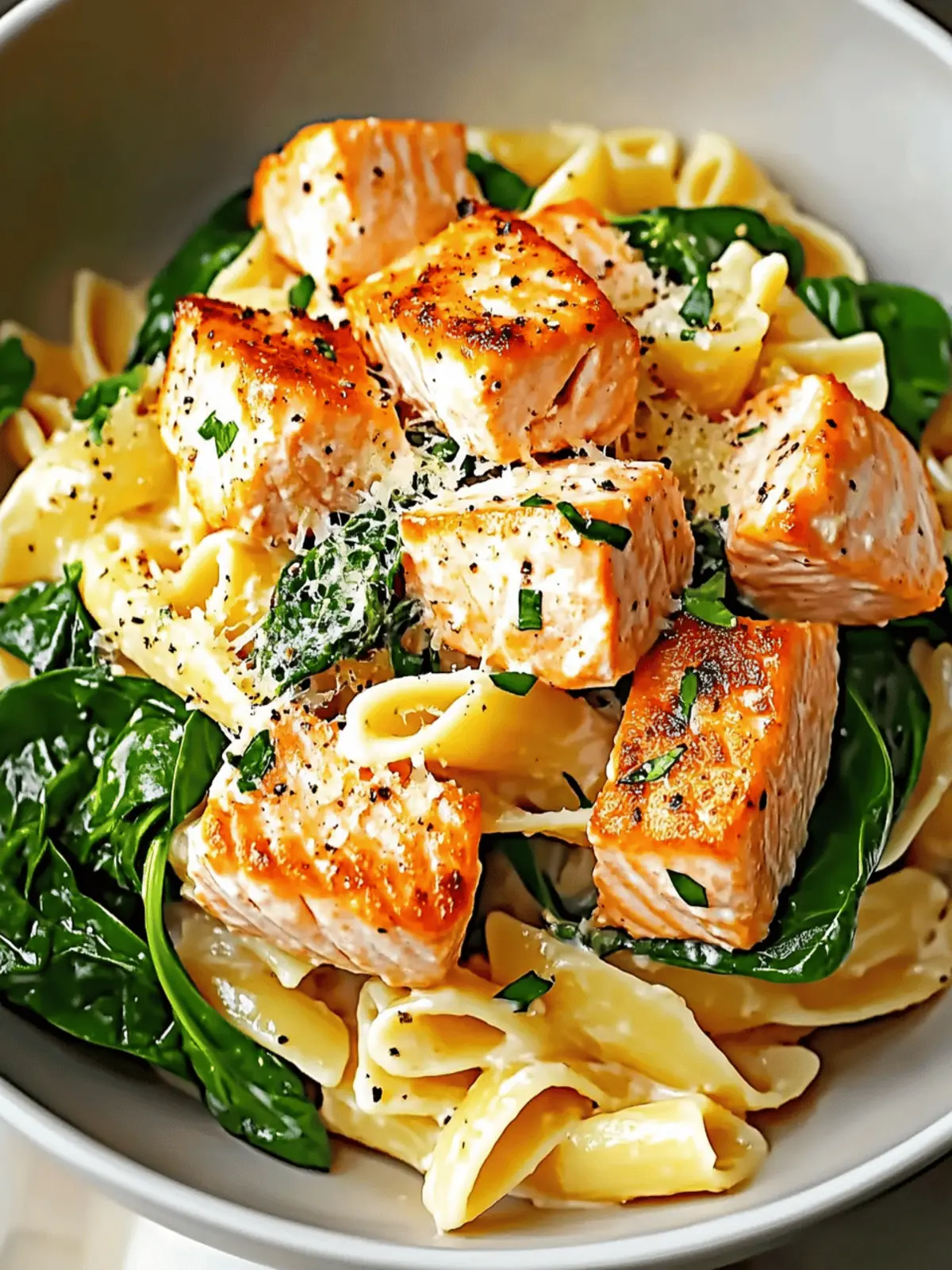 Salmon Spinach Pasta
