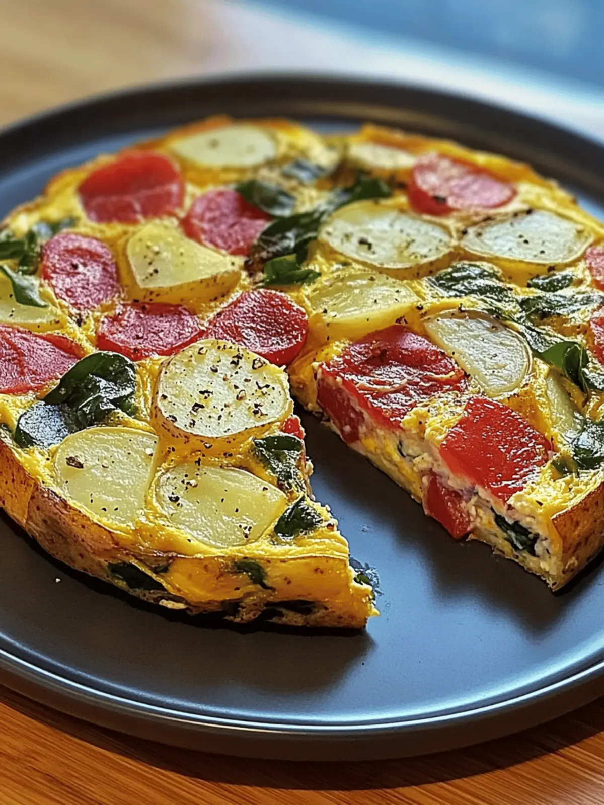Frittata with Potatoes, Red Peppers, and Spinach