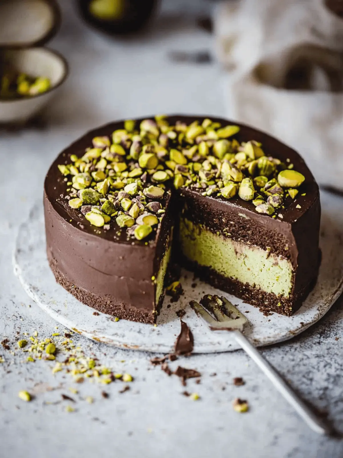 No-Bake Chocolate Pistachio Cake