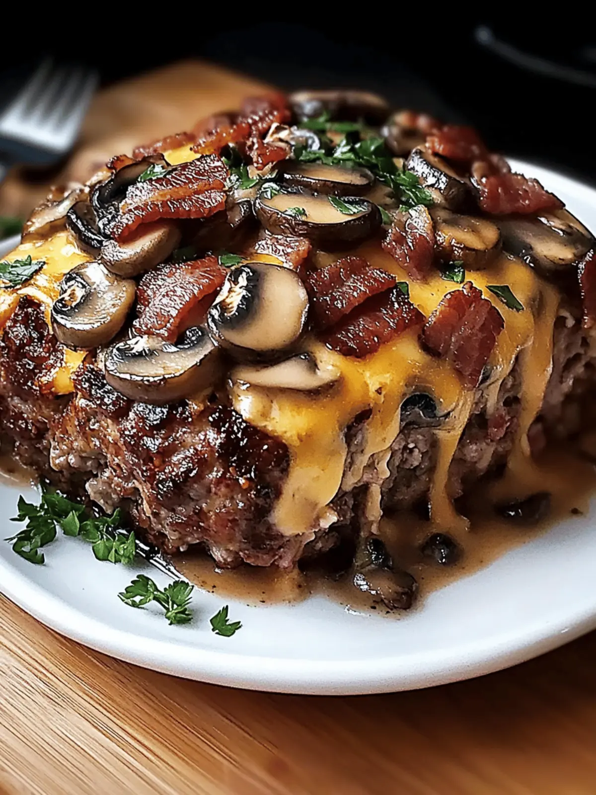 Swiss Bacon Mushroom Meatloaf